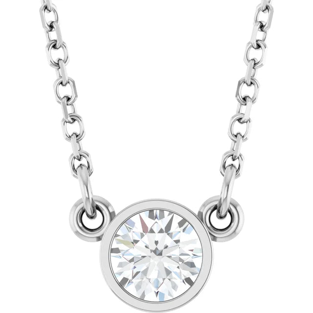 14K Gold Round Diamond Bezel Set Necklace