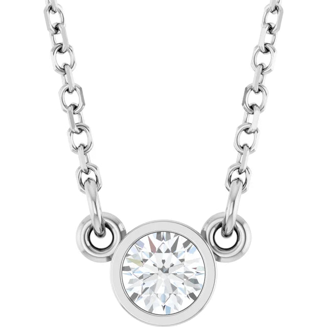 14K Gold Round Diamond Bezel Set Necklace