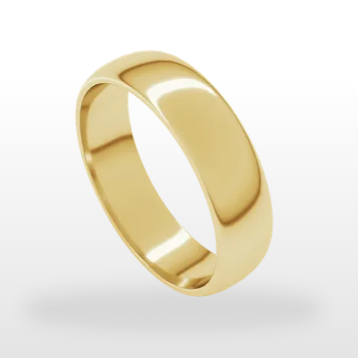10K Yellow Gold 5mm Half Round Light Wedding Band - Size 10.5