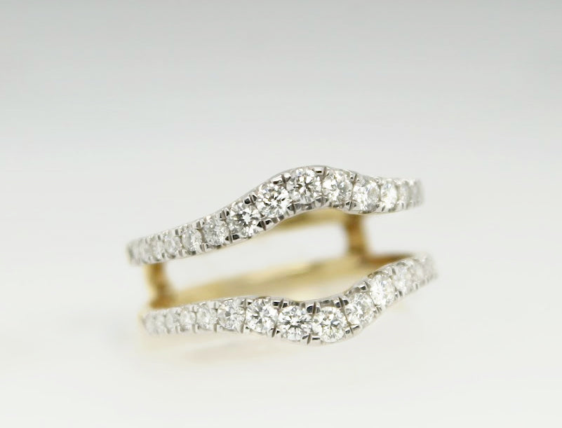 14K Yellow Gold Curved Diamond Ring Guard