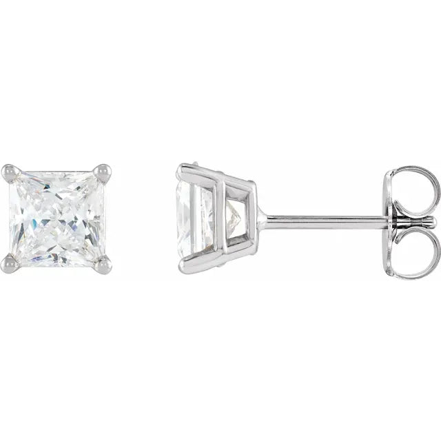 14K White Gold .44ctw Princess Cut Diamond Studs