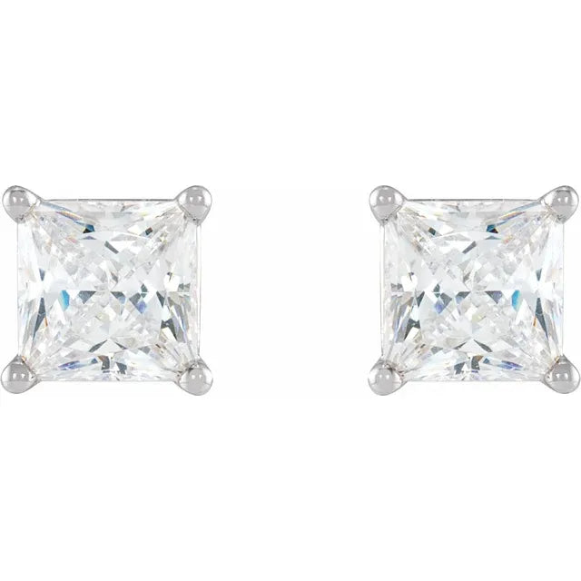 14K White Gold .44ctw Princess Cut Diamond Studs