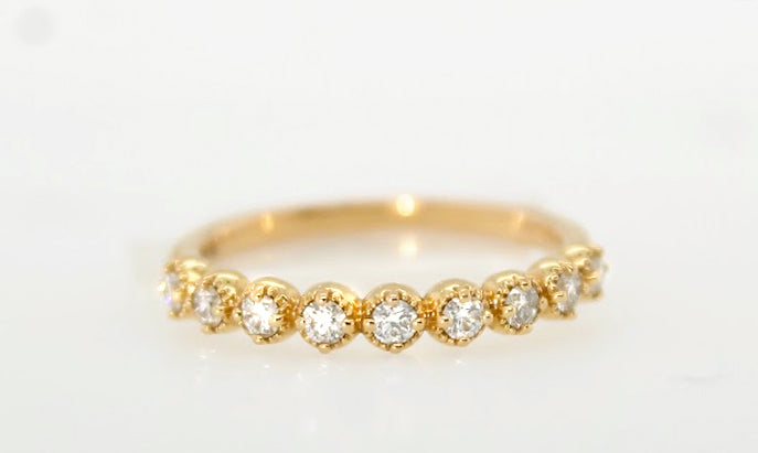 18K Rose Gold Milgrain Diamond Band