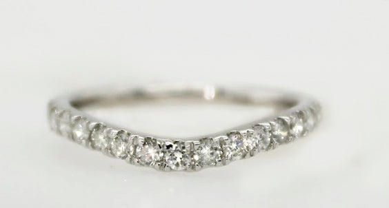 14K White Gold .50ctw Curved Diamond Wedding Band