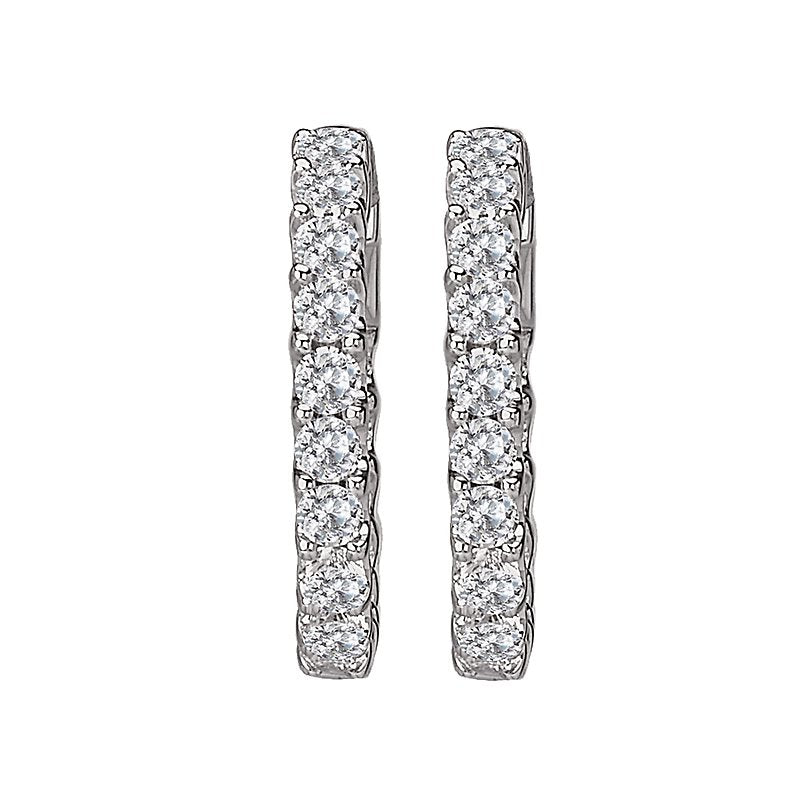 14k Gold 2ctw Inside/Outside Diamond Hoops