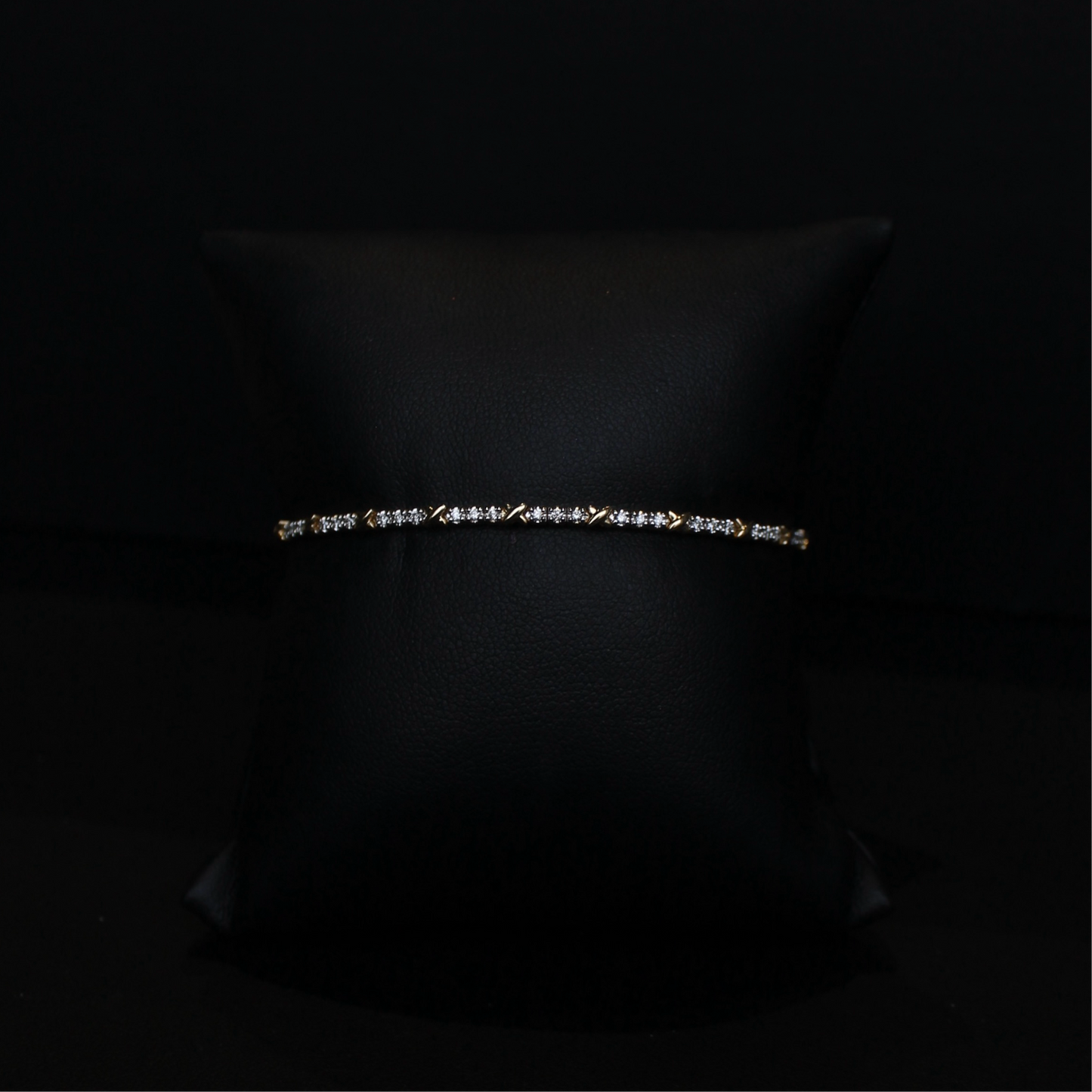 14K Yellow Gold X Diamond Flex Bangle Bracelet