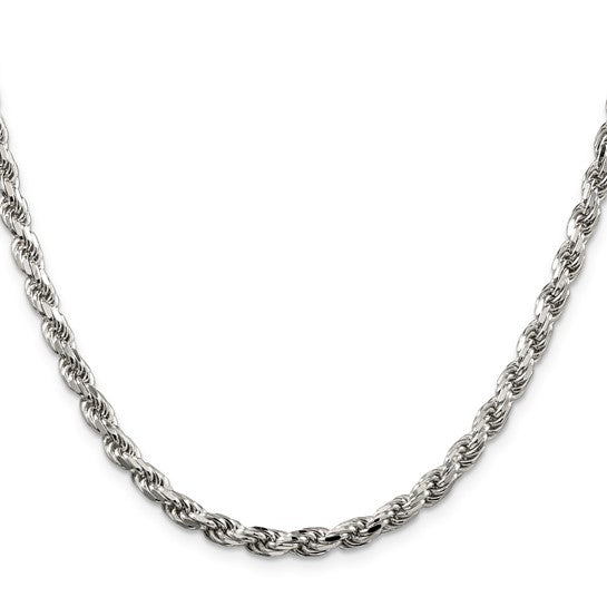 Sterling Silver 4.75mm Diamond Cut Rope Chain - 20 inch