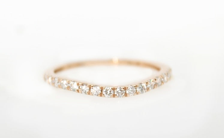 14K Rose Gold Curved Diamond Wedding Band