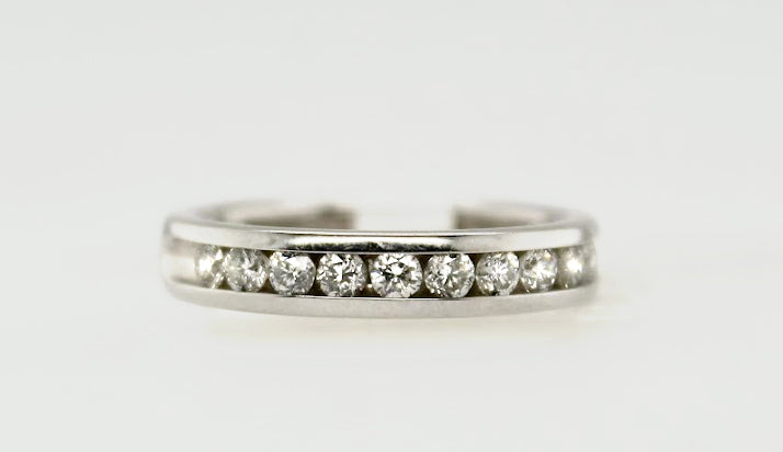 14K White Gold Channel Set Diamond Band