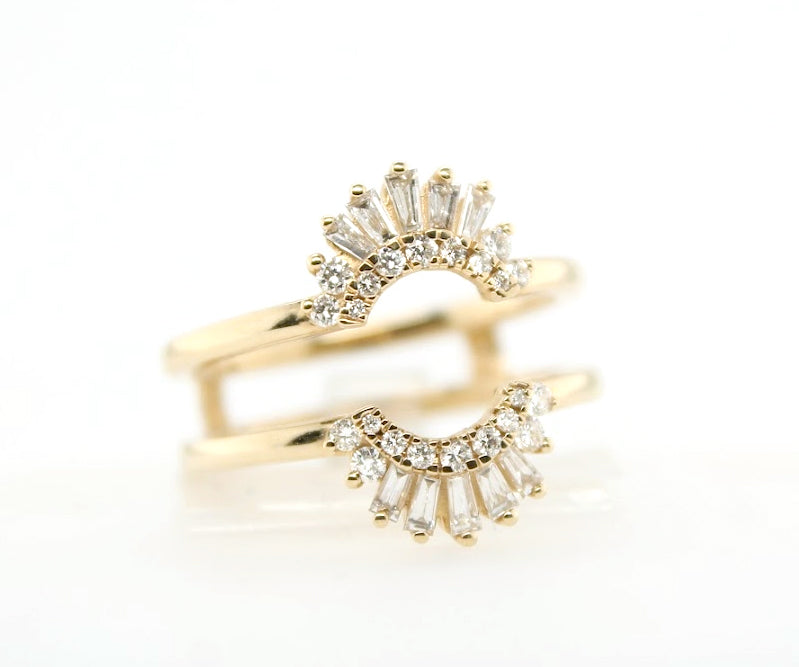 14K Yellow Gold Ballerina Diamond Ring Guard