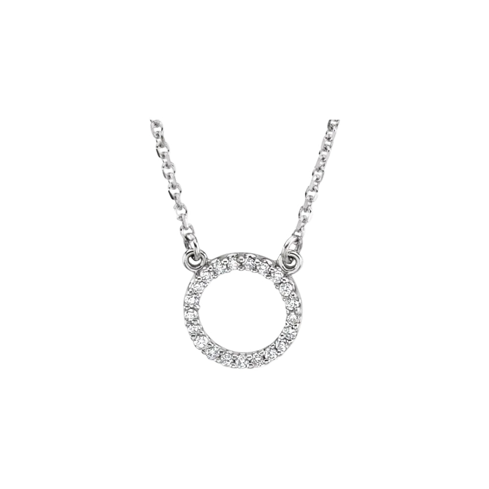 14K White Gold Diamond Circle Necklace