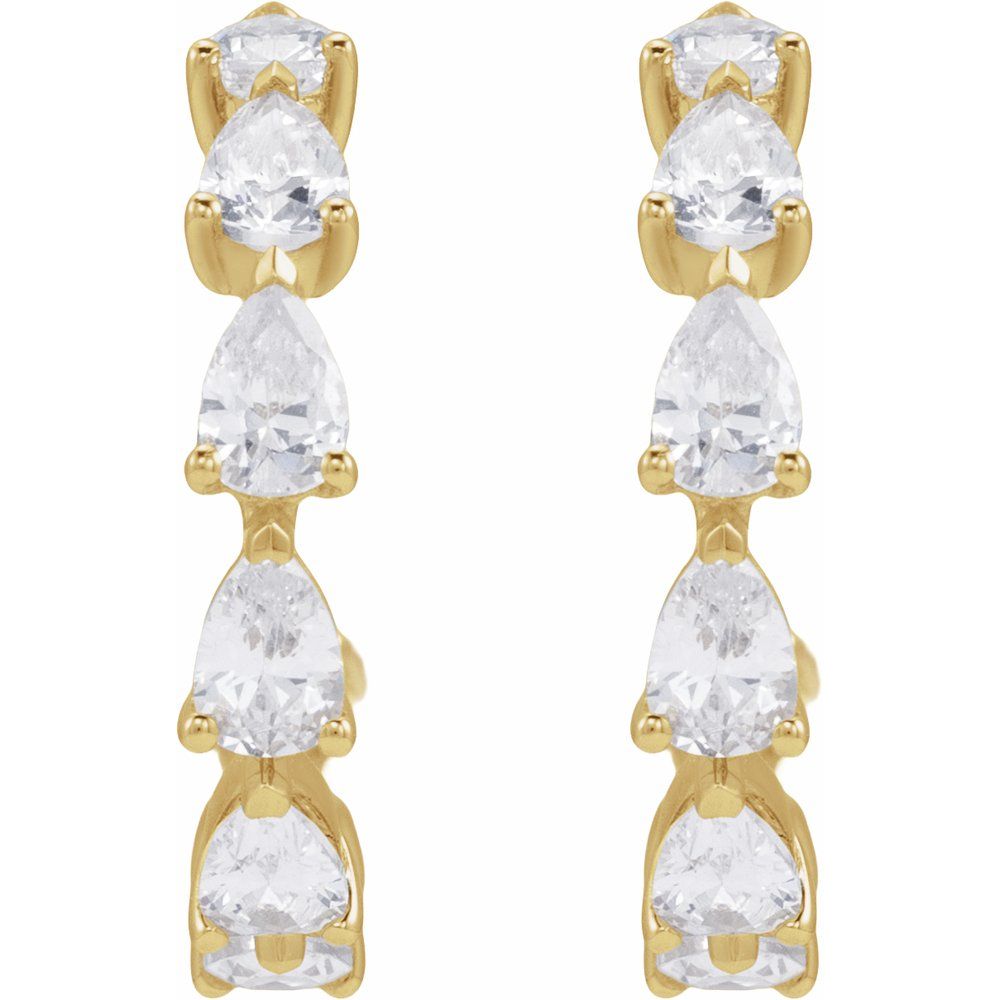 14K Yellow Gold Diamond Hoops
