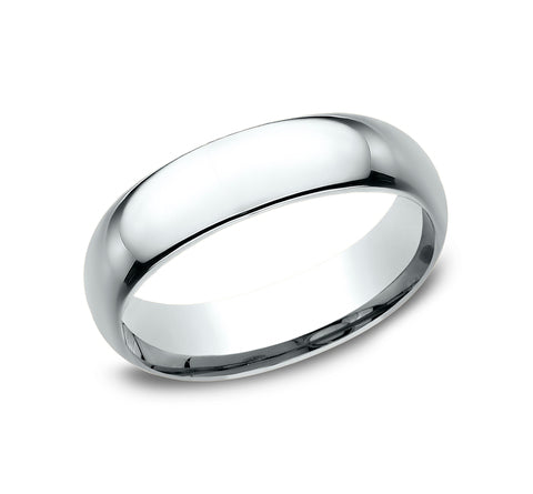 14K White Gold Men's Wedding Band - 6mm