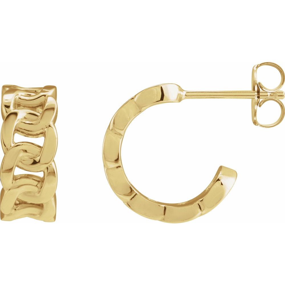 14K Yellow Gold Chain Link Huggies