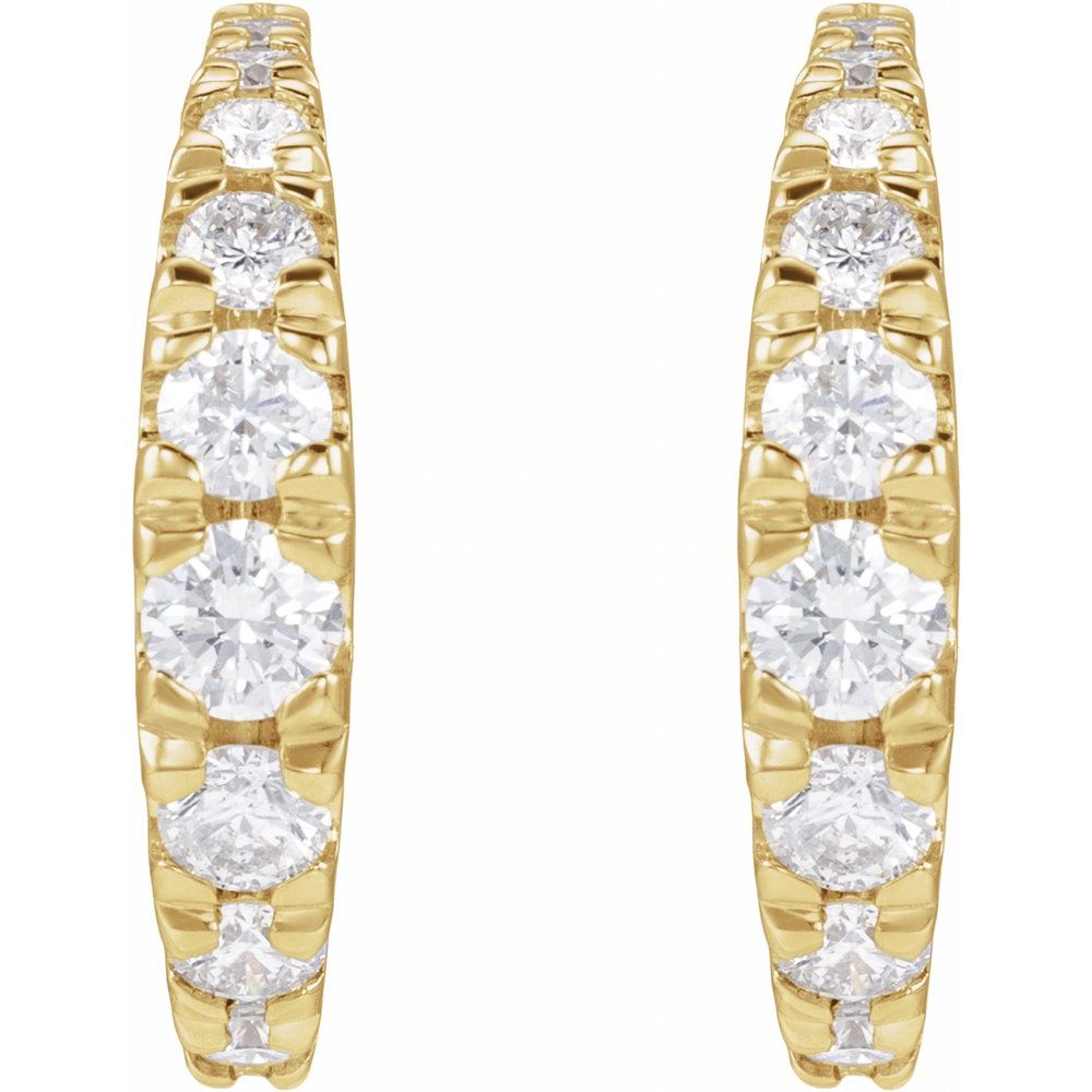 14K Yellow Gold Diamond Huggie Hoops