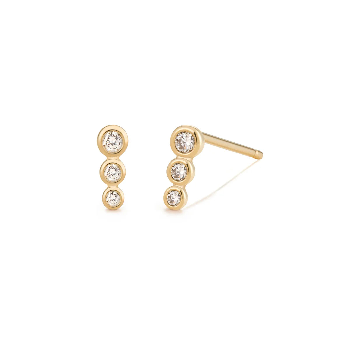 BEY | 14K Yellow Gold Graduated Bezel Diamond Studs