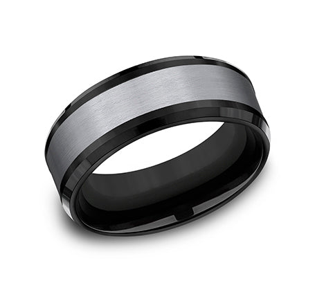 Black Titanium w/ Grey Tantalum Inlay Men's Wedding Band