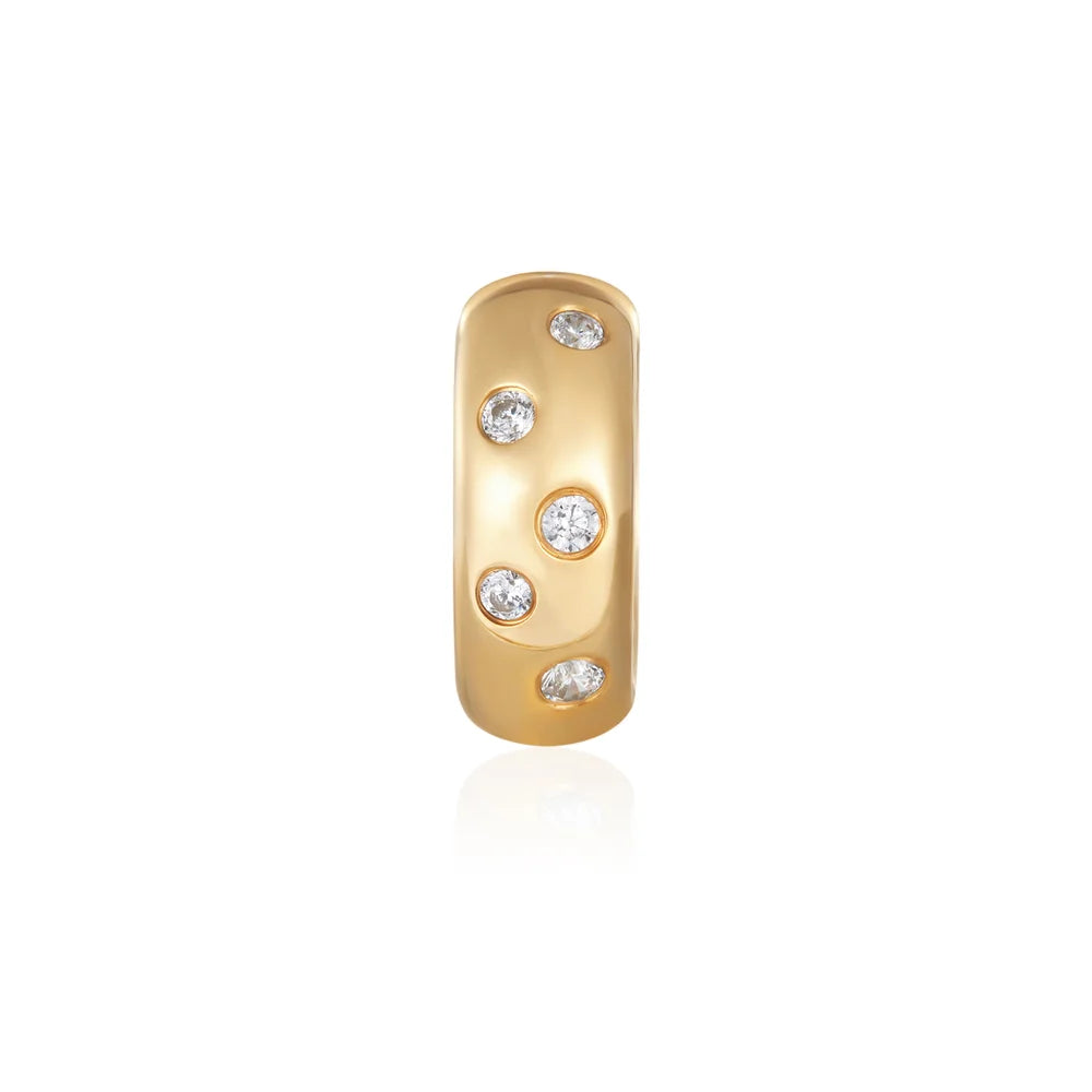 CAMELIA | 14K Yellow Gold Flush Diamond Wide Huggie Hoop