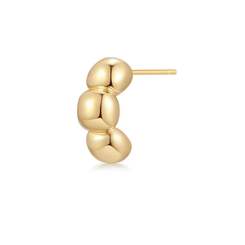 COLLETTE | 14K Yellow Gold Bubble Stud Hoop Earring