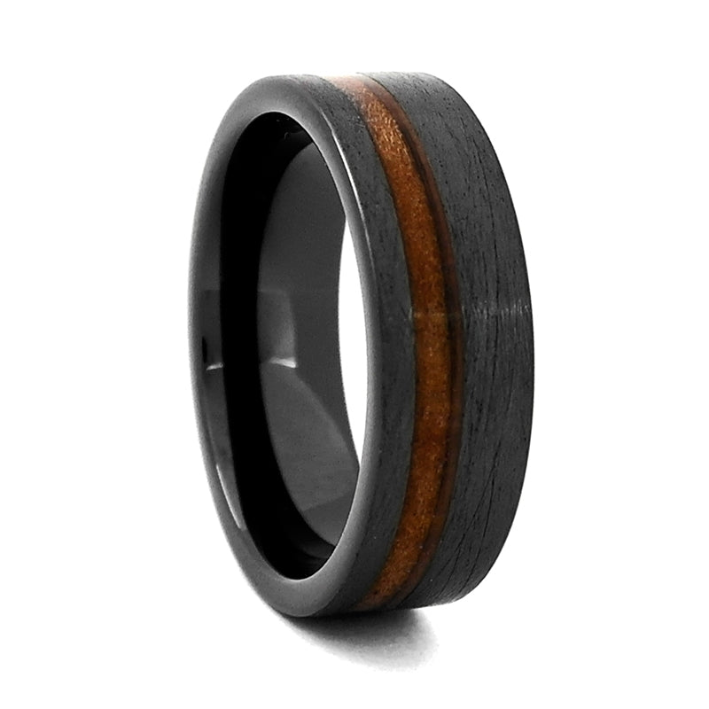 High Tech Ceramic - Whiskey Barrel Inlay Men's Wedding Band