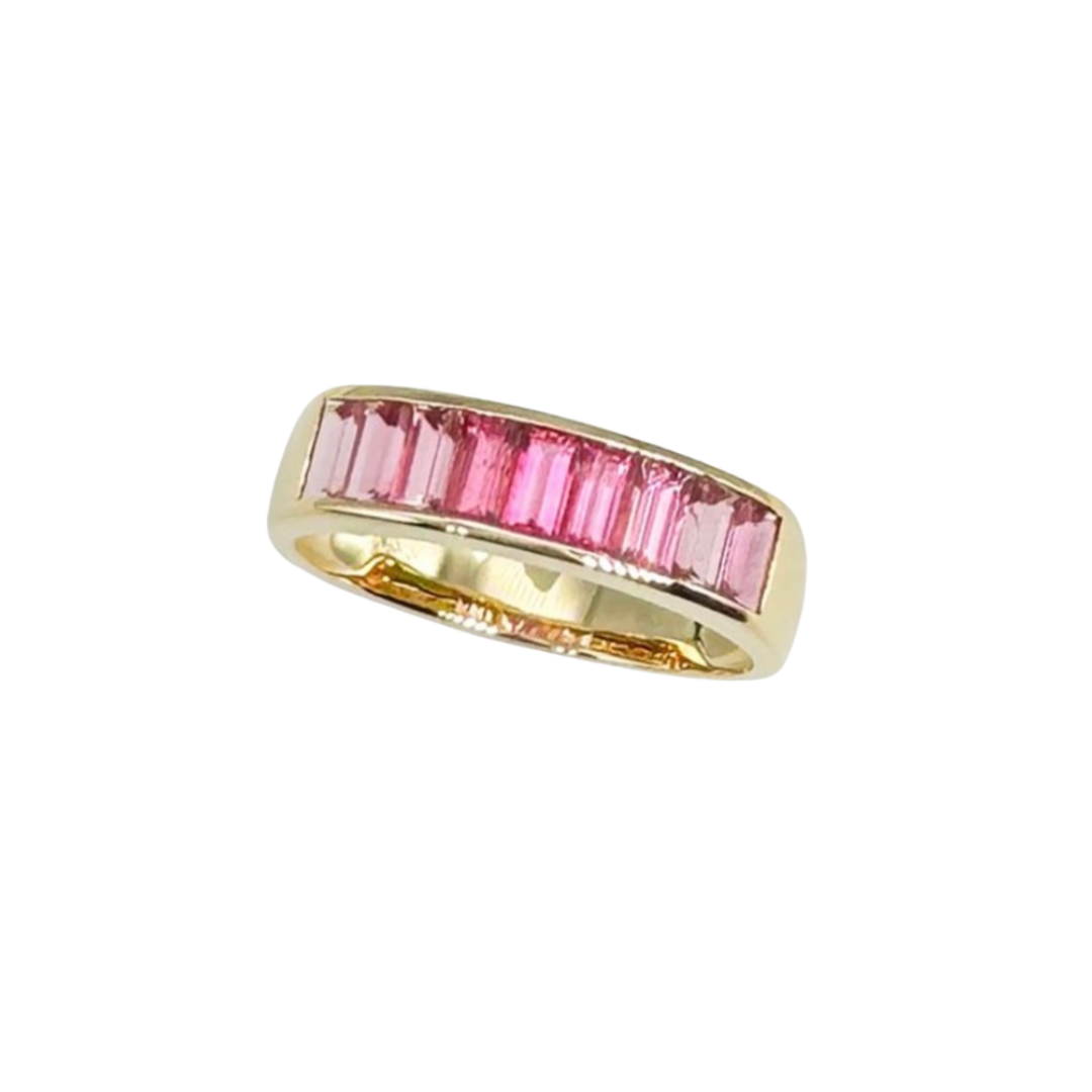 14K Yellow Gold 1ctw Ombré Pink Tourmaline Baguette Band