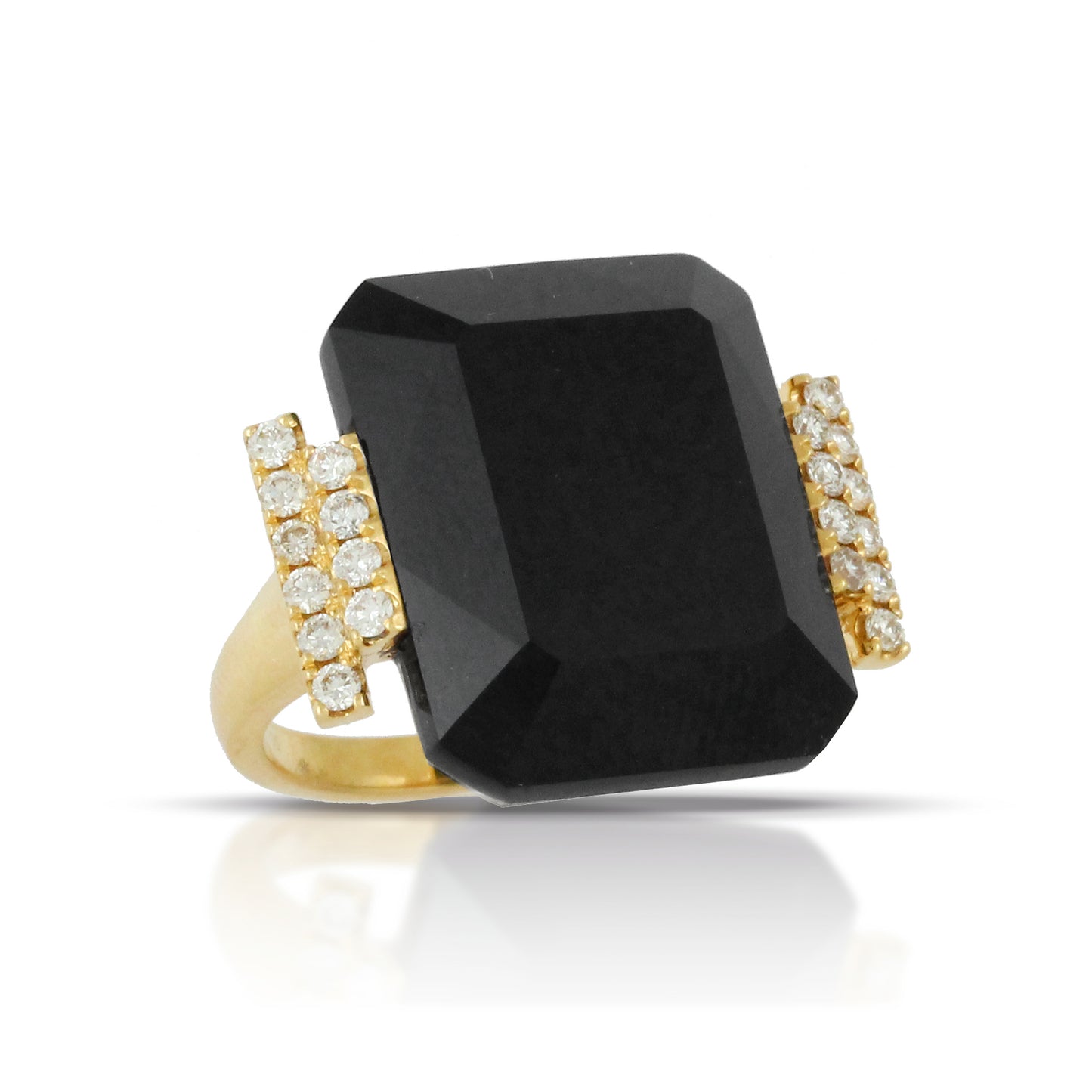 18K Yellow Gold Black Onyx & Diamond Ring