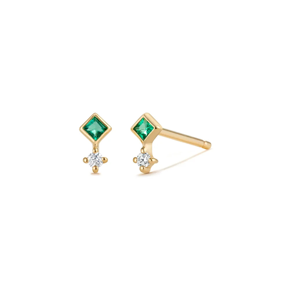 EMMIE | 14kyg Emerald And Diamond Studs