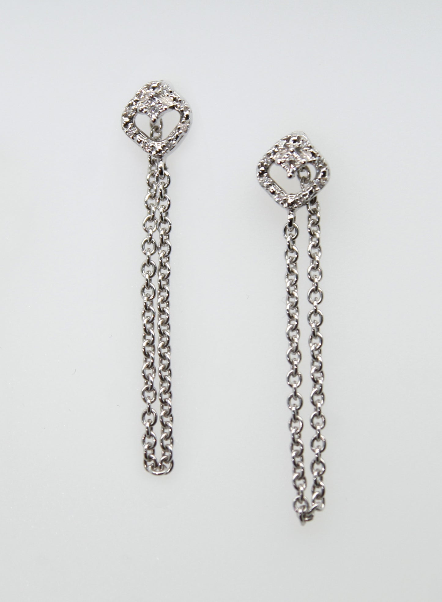 14K White Gold Diamond/Chain Earrings