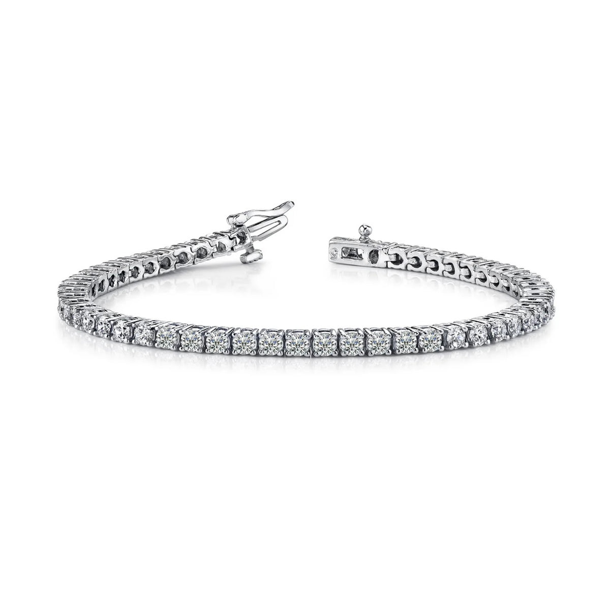 14K White Gold 3.4ctw Diamond Tennis Bracelet