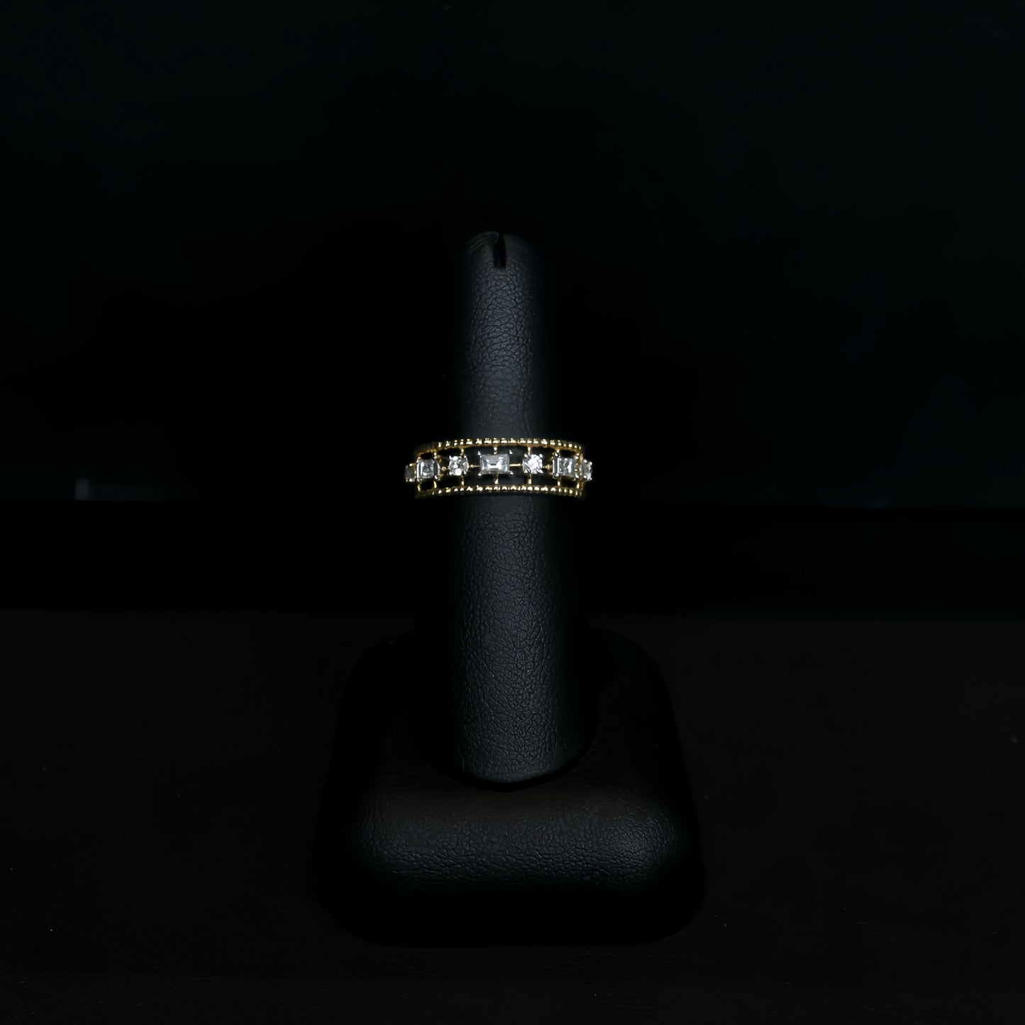 14K Yellow Gold Baguette & Diamond Open Band