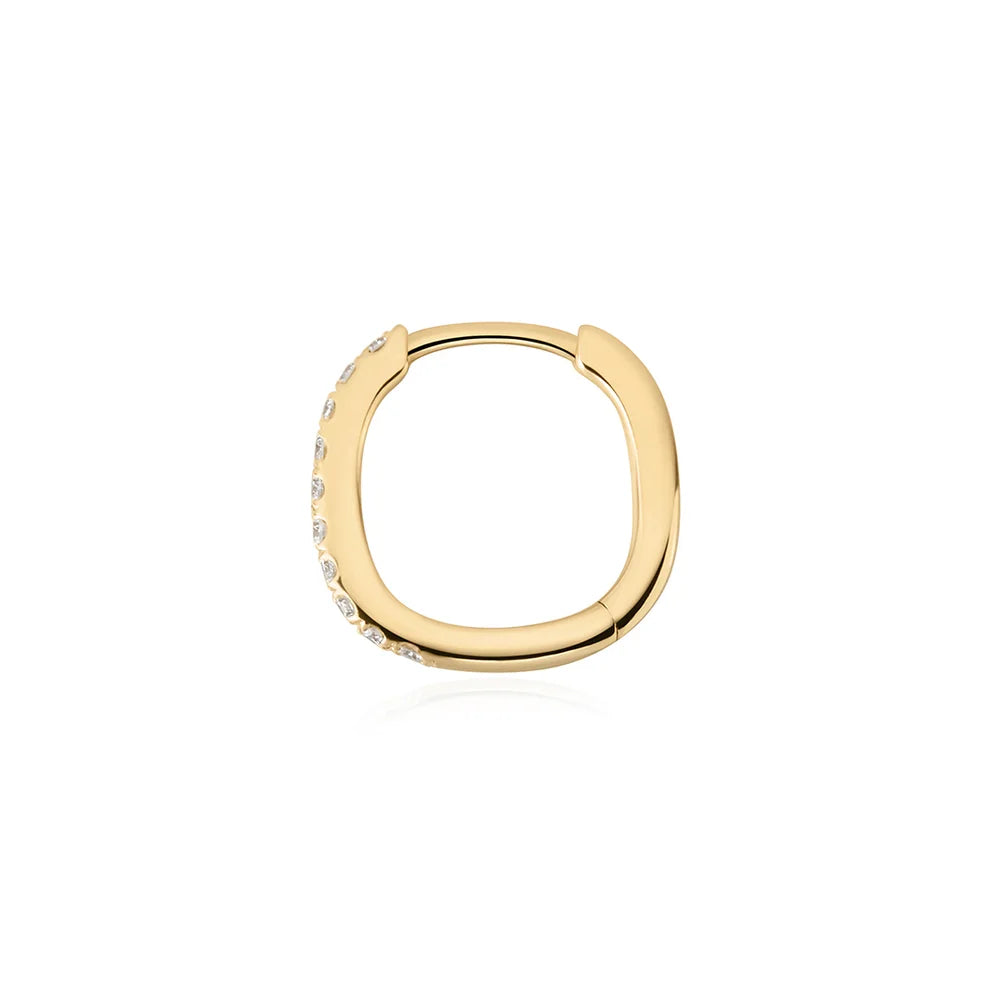 HALLIE | 14K Yellow Gold Diamond Huggie Hoop