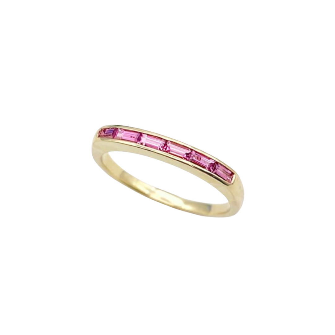 14K Yellow Gold .29ctw Pink Tourmaline Baguette Stacker