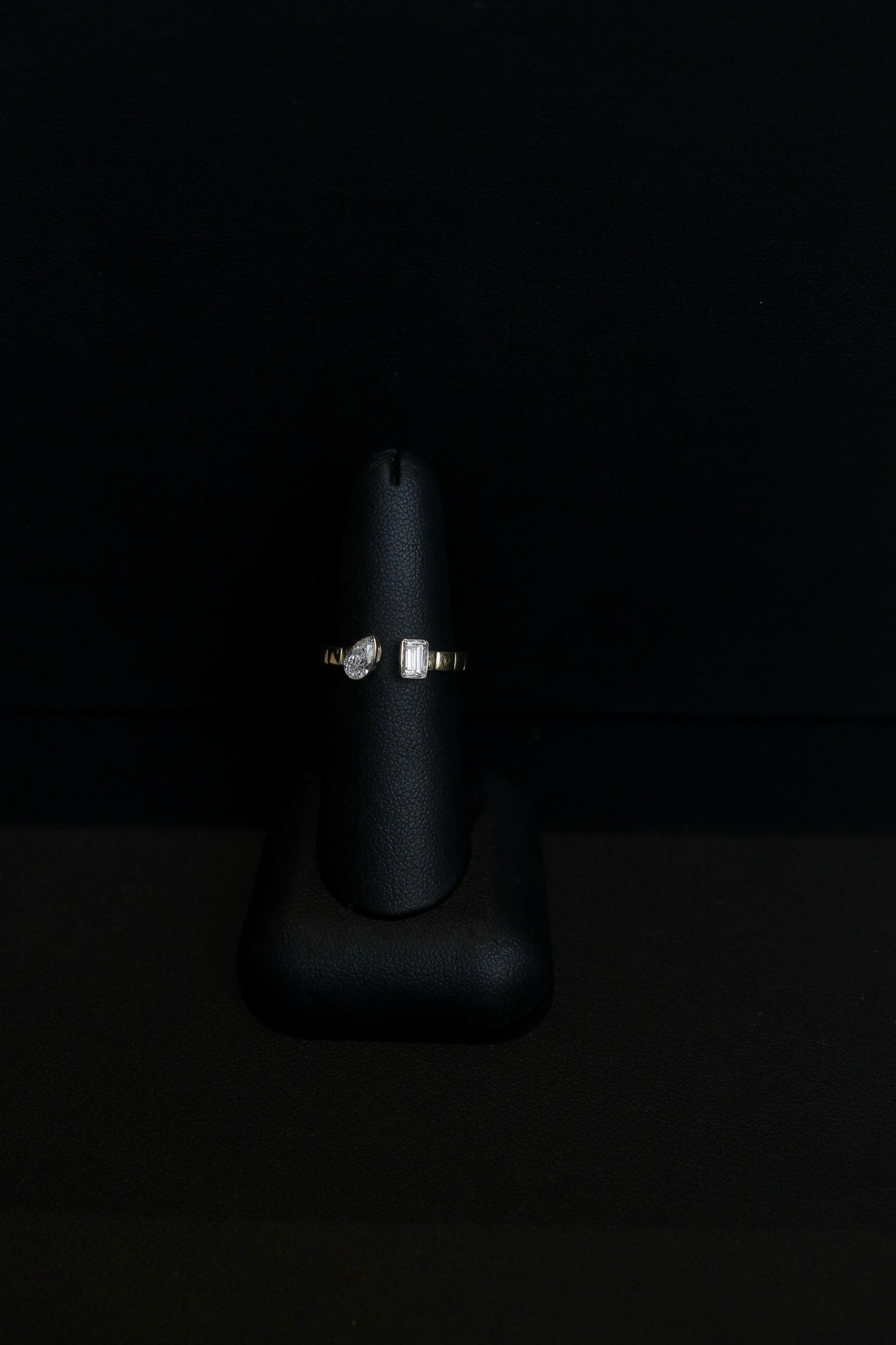 14K Yellow Gold Pear & Baguette Diamond Toi et Moi Ring