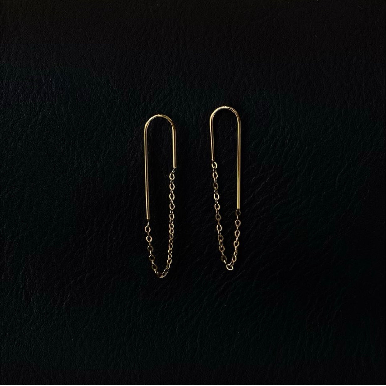 14K Yellow Gold Endless Oval Chain Earrings