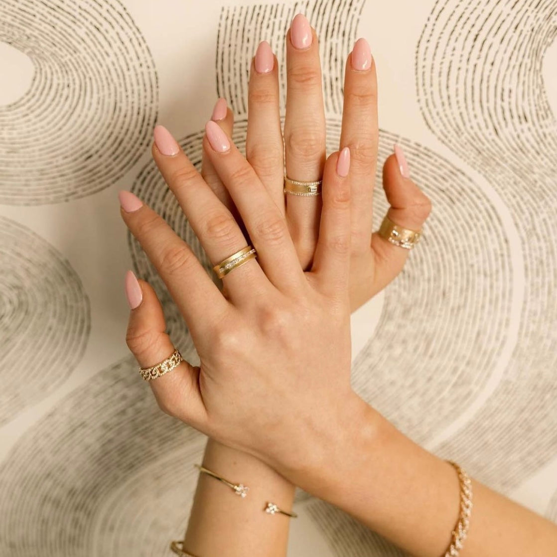 14K Yellow Gold Diamond Saddle Band