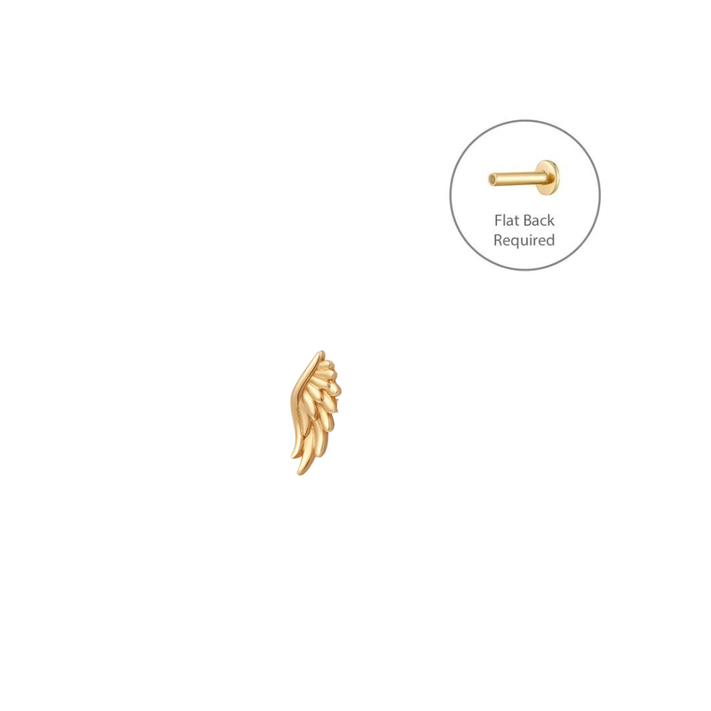 ARIEL | 14K Yellow Gold Angel Wing Piercing Earring Front