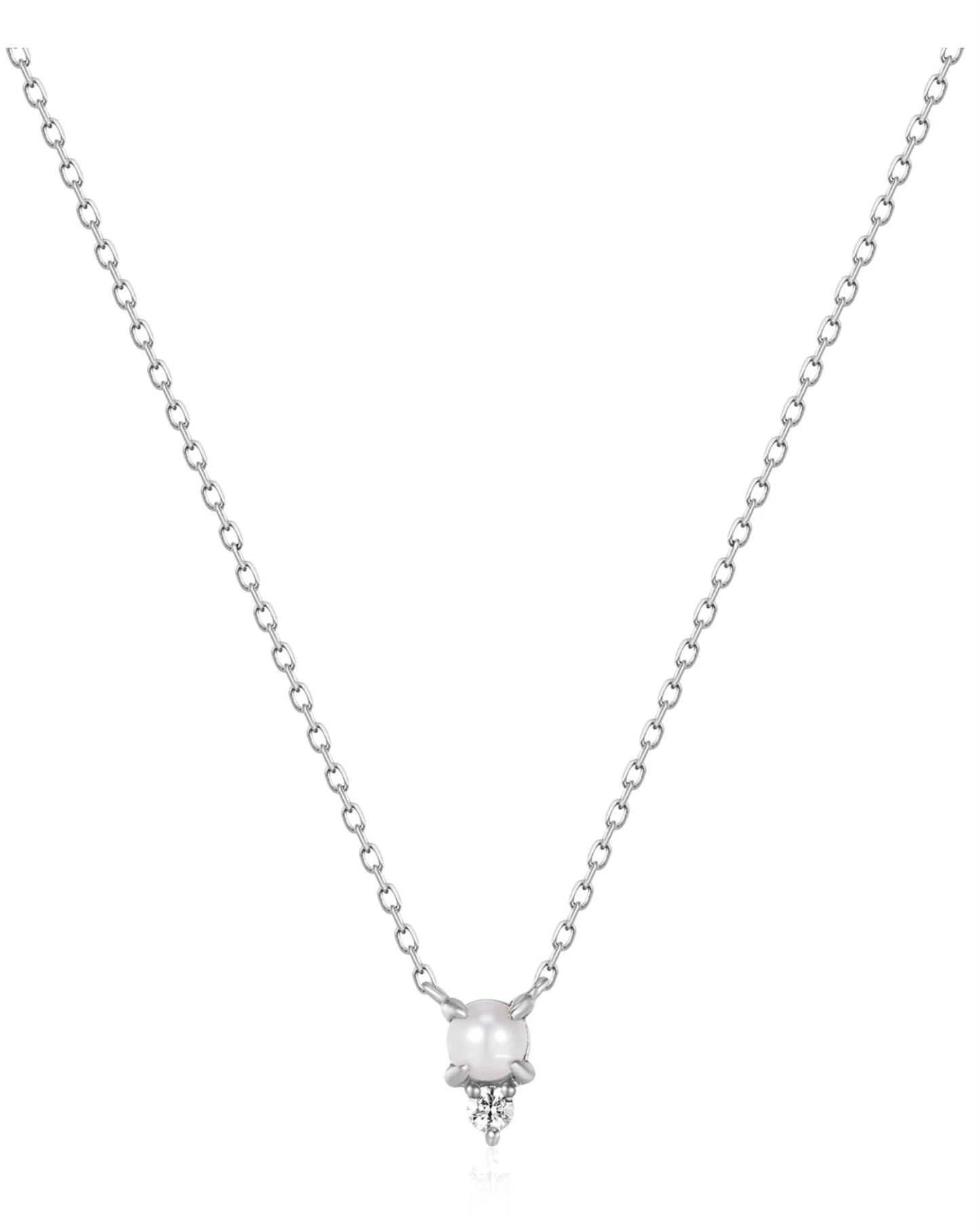 TALIA | White Pearl & White Sapphire Necklace