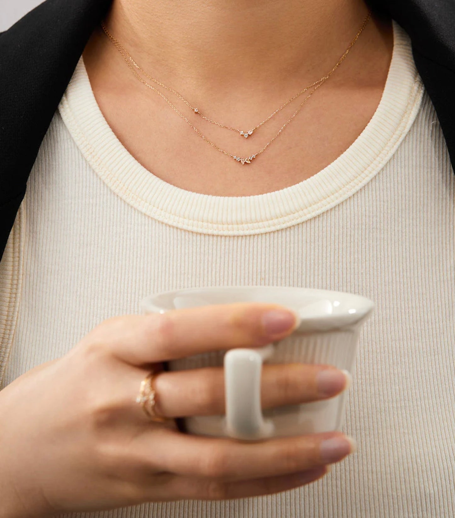 CAMI | 14K Yellow Gold Pear and Round White Sapphire Necklace