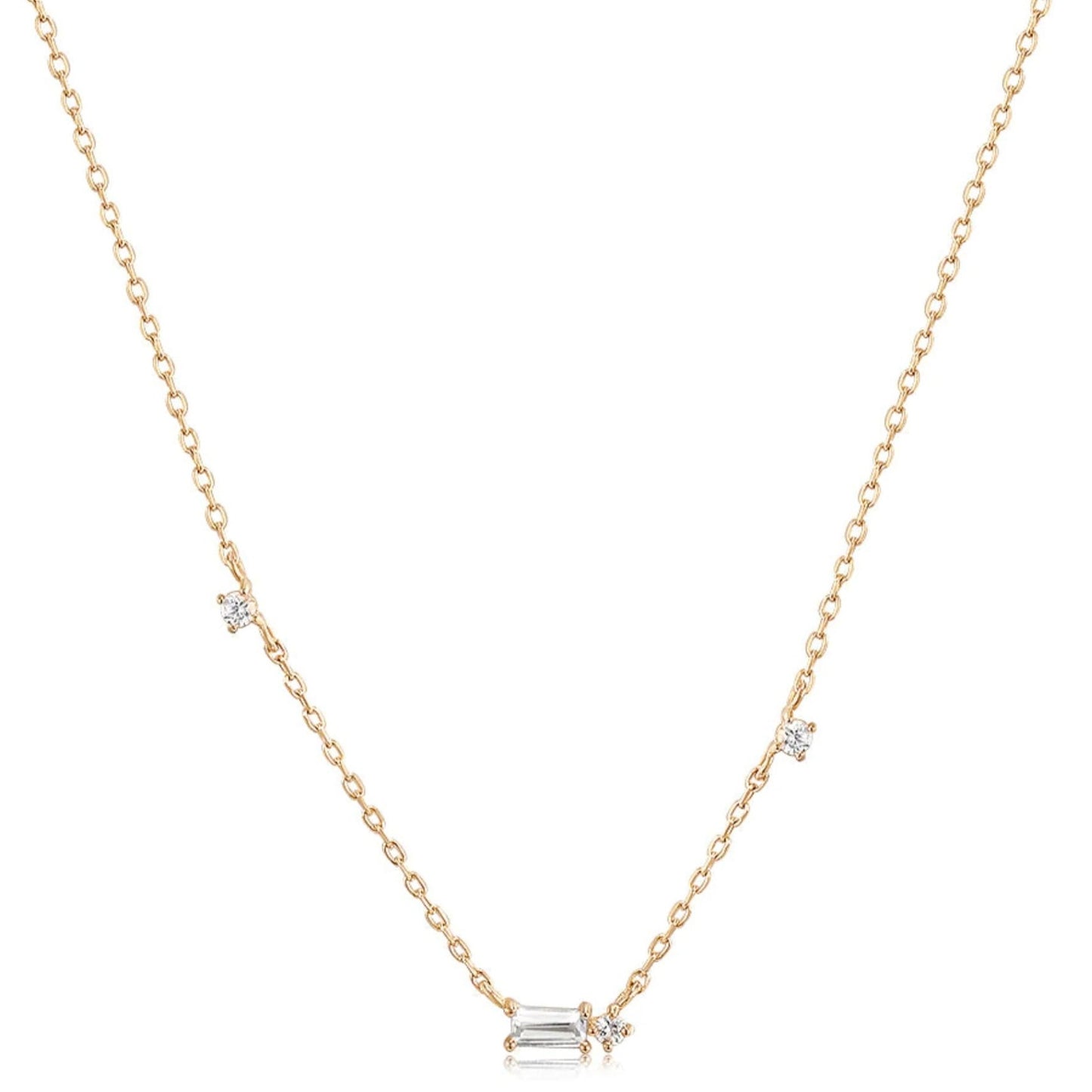 DANICA | 14K Yellow Gold Baguette White Sapphire Station Necklace