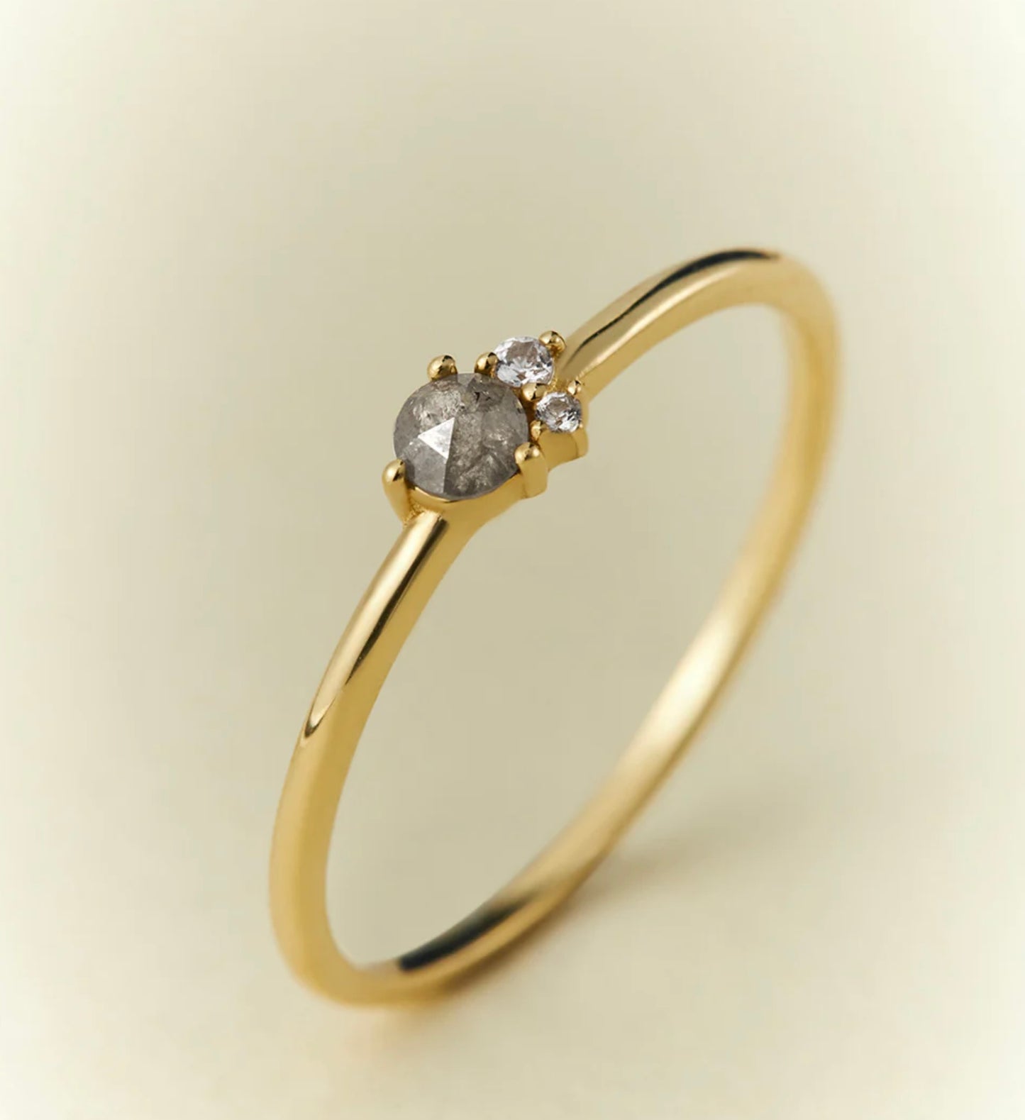 TWILA | 14K Yellow Gold Salt & Pepper Diamond and White Sapphire Ring