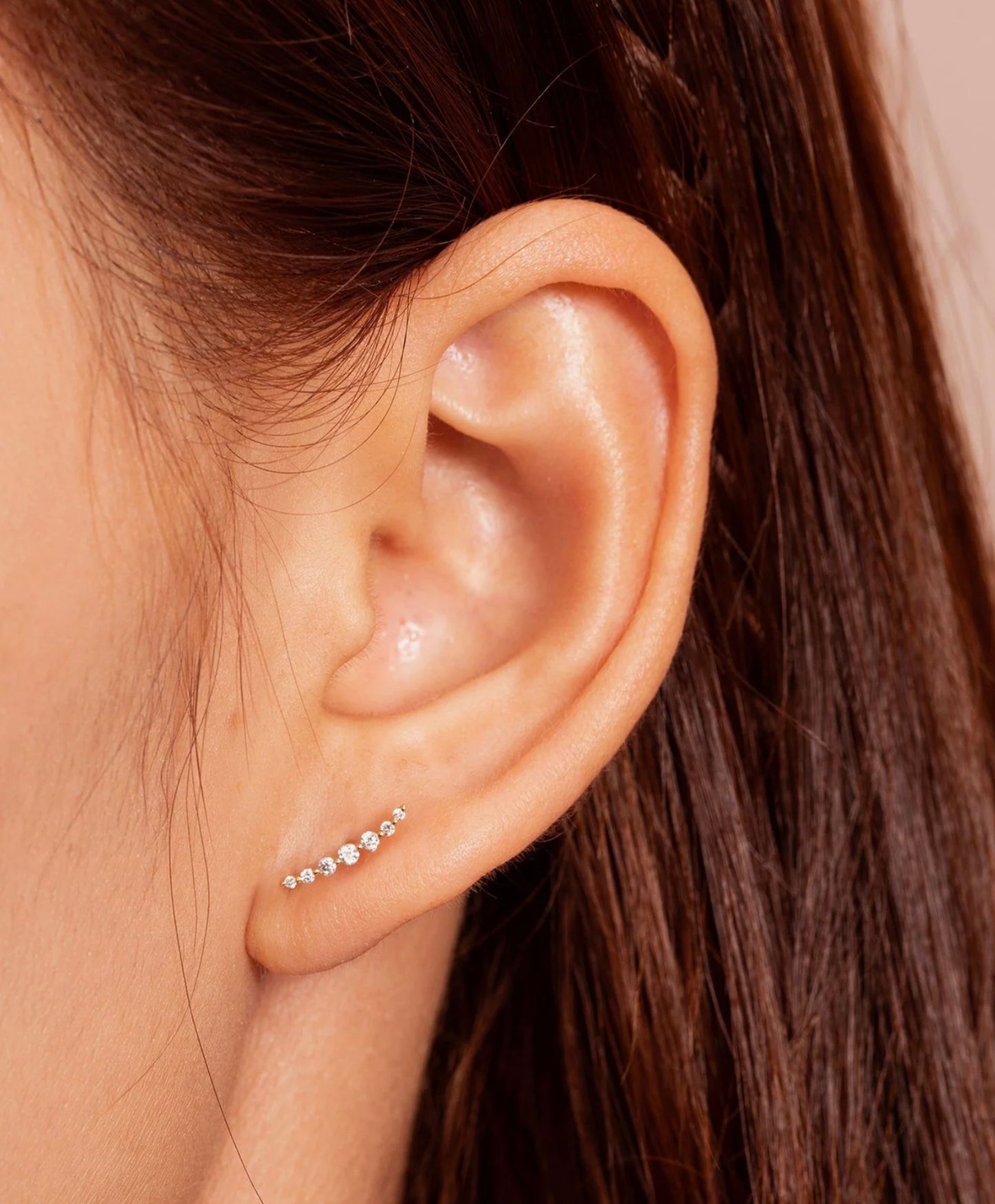 MONICA | 14K Curved Diamond Bar Stud