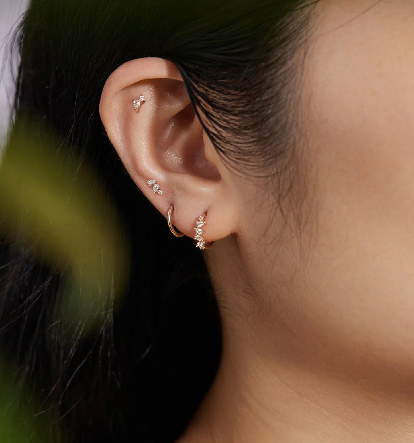 CAMI | Pear and Round White Sapphire Stud Earring