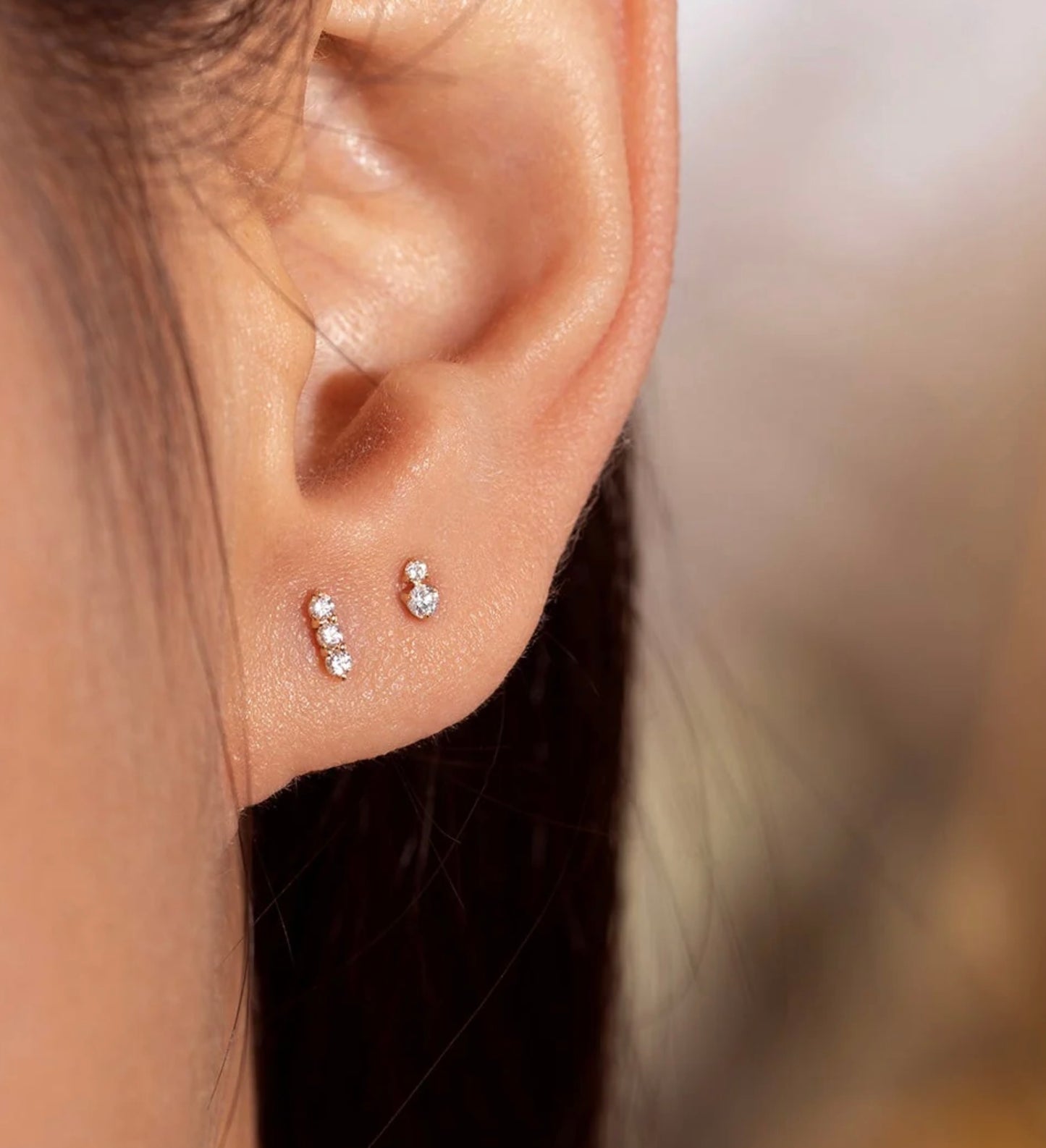 AGNES | Triple Diamond Single Stud