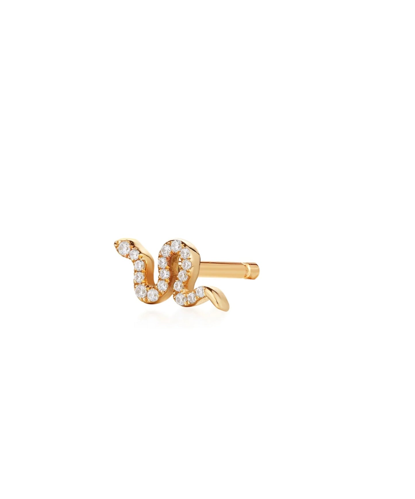 NEFERTITI | 14K Yellow Gold Diamond Snake Stud