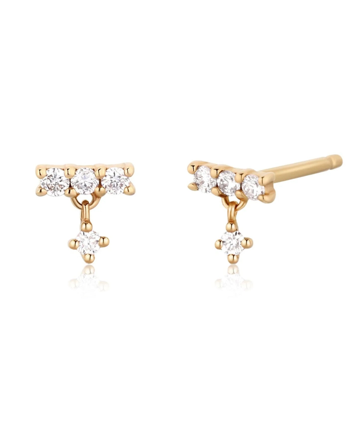DIANA | 14K Yellow Gold Dangling Diamond Studs