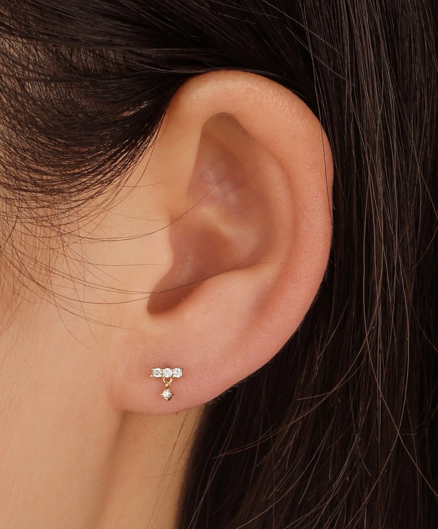 DIANA | 14K Yellow Gold Dangling Diamond Studs