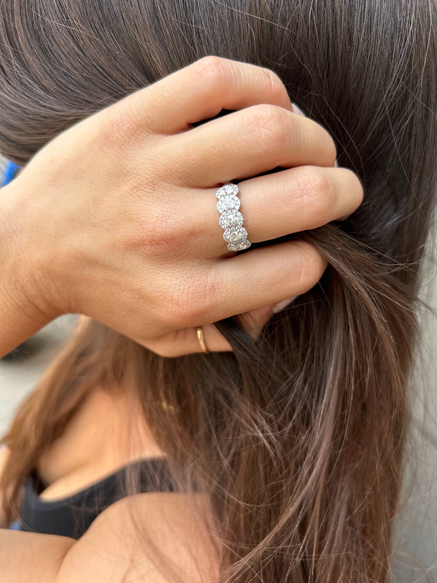 14K White Gold Oval Diamond Anniversary Band