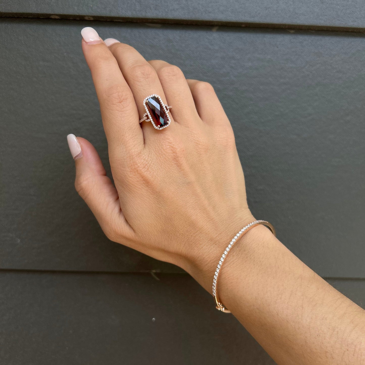 14K Rose Gold 1ctw Diamond Bangle Bracelet