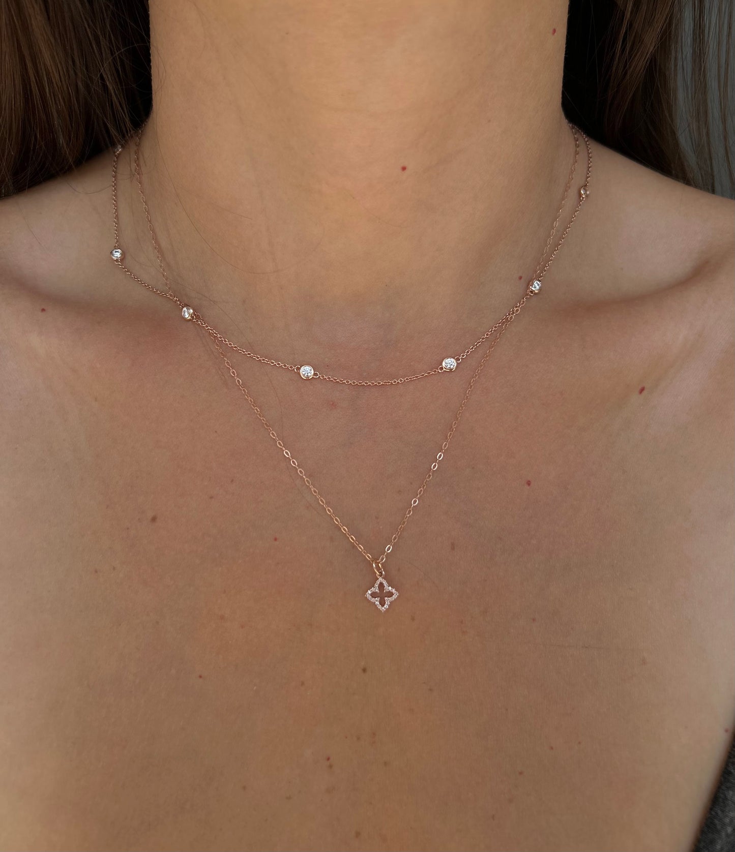 14K Rose Gold Diamonds by the Yard Necklace