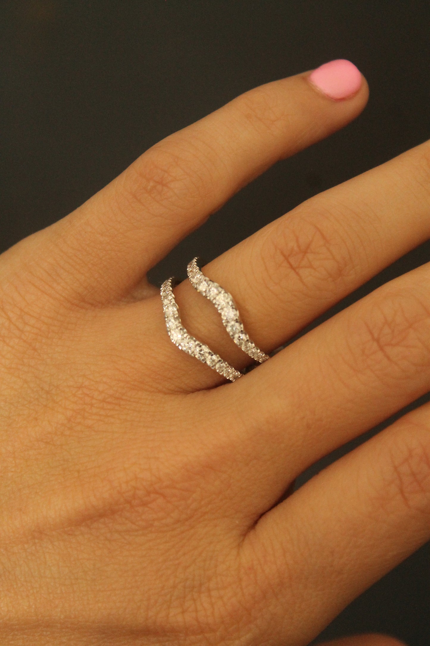 14K Yellow Gold Curved Diamond Ring Guard